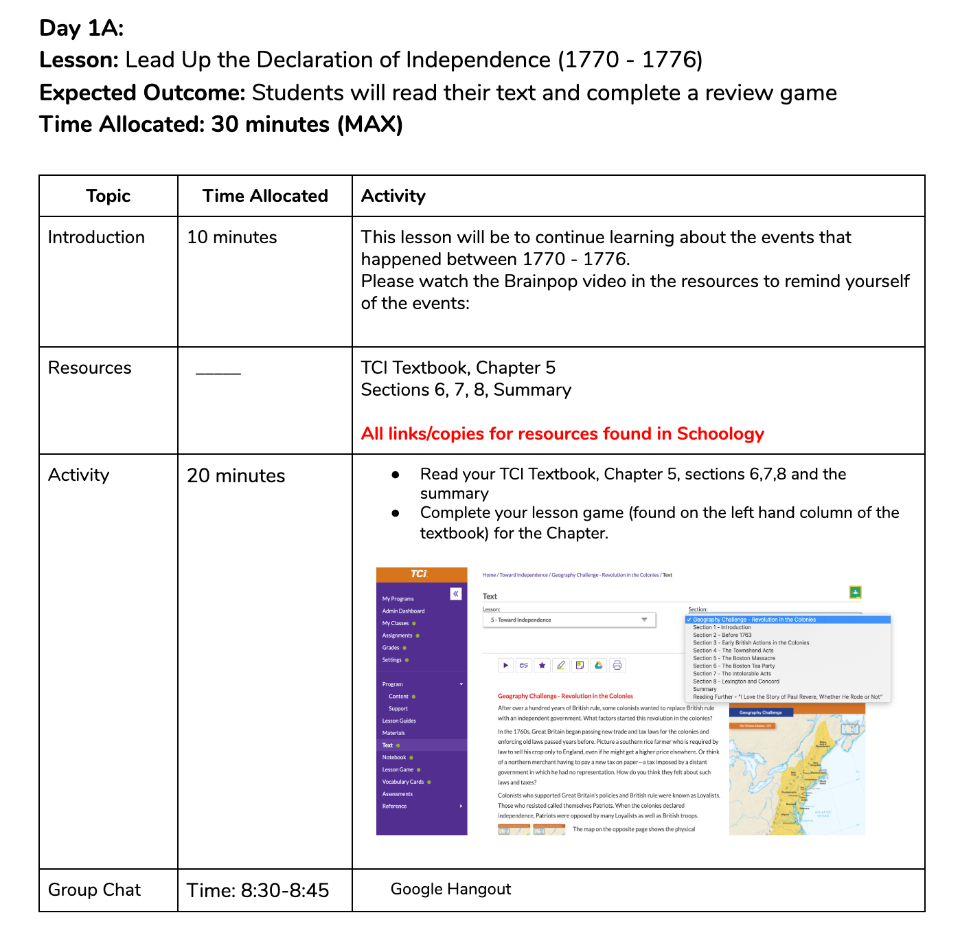 Sample Lesson Template HKIS HKIS Distance Learning Template Sample